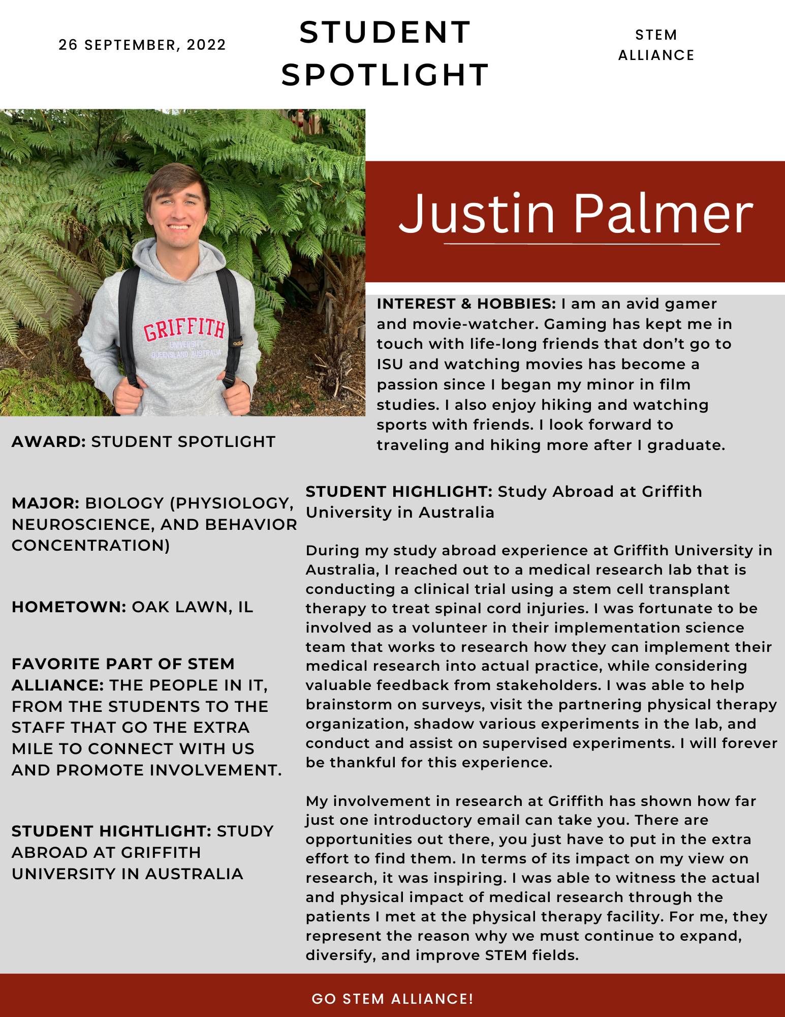 Justin Palmer Student Spotlight